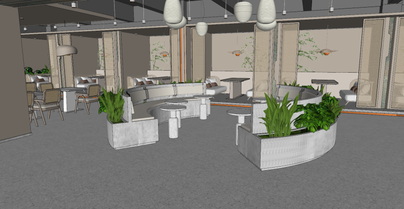 Wnętrze restauracji, model SU, całkowita przestrzeń Model 3D .c4d .max .obj .3ds .fbx .stl .blend 