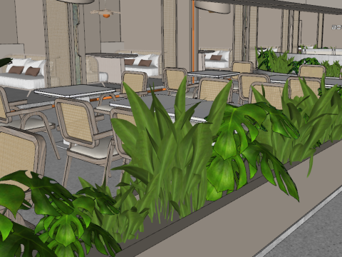 Wnętrze restauracji, model SU, całkowita przestrzeń Model 3D