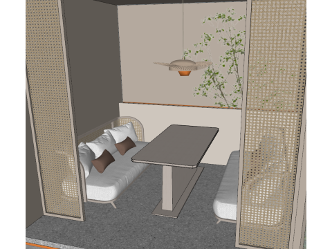 Wnętrze restauracji, model SU, całkowita przestrzeń Model 3D