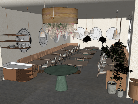 Shiji Coffee Shop Model Material Texture Modello 3D