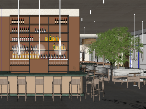 Shiji Coffee Shop Model Material Texture Modello 3D