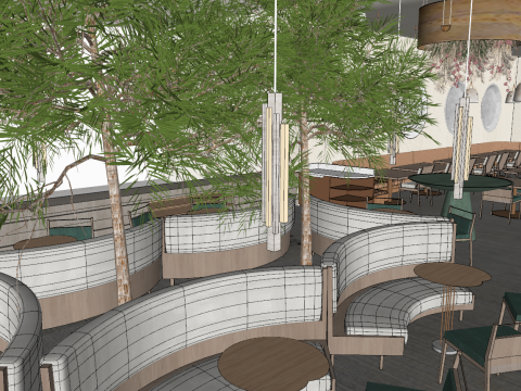 Shiji Coffee Shop Model Material Texture Modello 3D