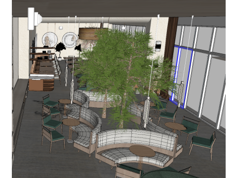 Shiji Coffee Shop Model Material Texture Modello 3D