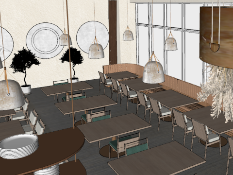 Shiji Coffee Shop Model Material Texture Modello 3D