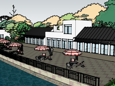 Sketchup model for landscape design of small waterside parks 3D 模型