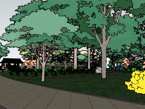 Sketchup model for landscape design of small waterside parks 3Dモデル