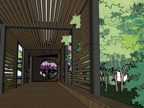 Sketchup model for landscape design of small waterside parks 3Dモデル