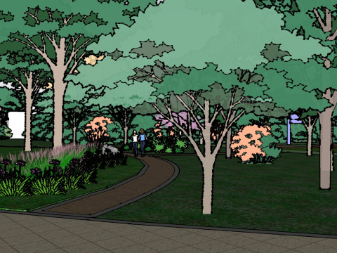 Sketchup model for landscape design of small waterside parks 3Dモデル