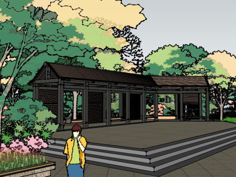 Sketchup model for landscape design of small waterside parks 3Dモデル