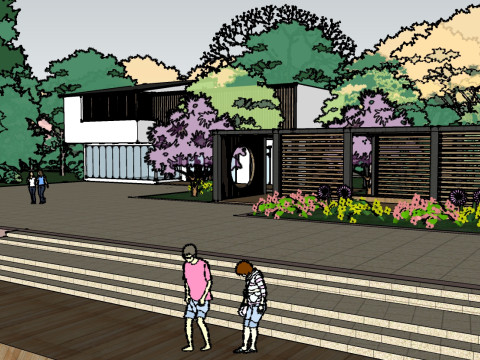 Sketchup model for landscape design of small waterside parks 3Dモデル