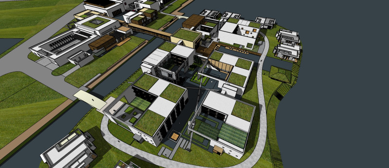Sketchup model for large-scale waterfront cultural and creative park design Modelo 3D .c4d .max .obj .3ds .fbx .stl .blend 