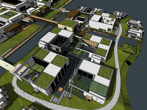 Sketchup model for large-scale waterfront cultural and creative park design 3D 模型