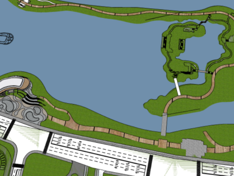 SU Model of Citizen Rest Node in Waterfront Plaza 3D Model