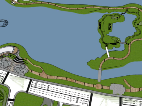 SU Модель Citizen Rest Node у Waterfront Plaza 3D Модель