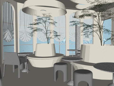 Modelo SU de espaço no Jiji Cafe Modelo 3D