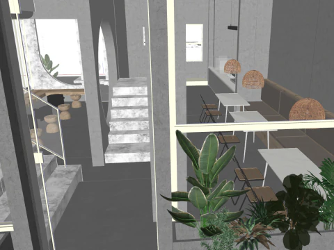 Yuji Milk Tea Cafe SUモデルの素材感 3Dモデル