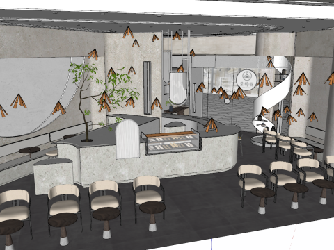 Yuji Milk Tea Cafe SU Model Yuji Space Catering 3D Модель