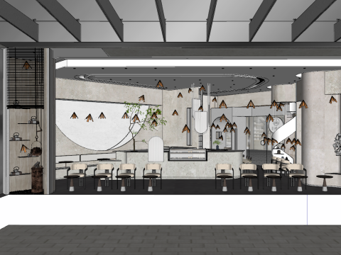 Yuji Milk Tea Cafe SU Model Yuji Space Catering Model 3D