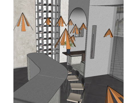 Yuji Milk Tea Cafe SU Model Yuji Space Catering Model 3D