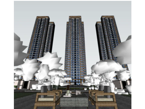 SU model of Binjiang No1 modern high-rise residential building 3D Model