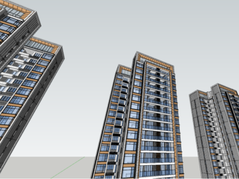 SU model of Binjiang No1 modern high-rise residential building 3D Model