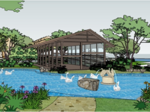 Sketchup model for landscape design of waterfront parkvacation park square 3D Modell