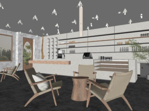 Catering and Coffee Shop SU ModelMaterial Texture 3D Model