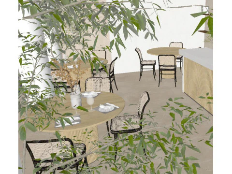 ケータリング SU室内空間全体の素材感 3Dモデル