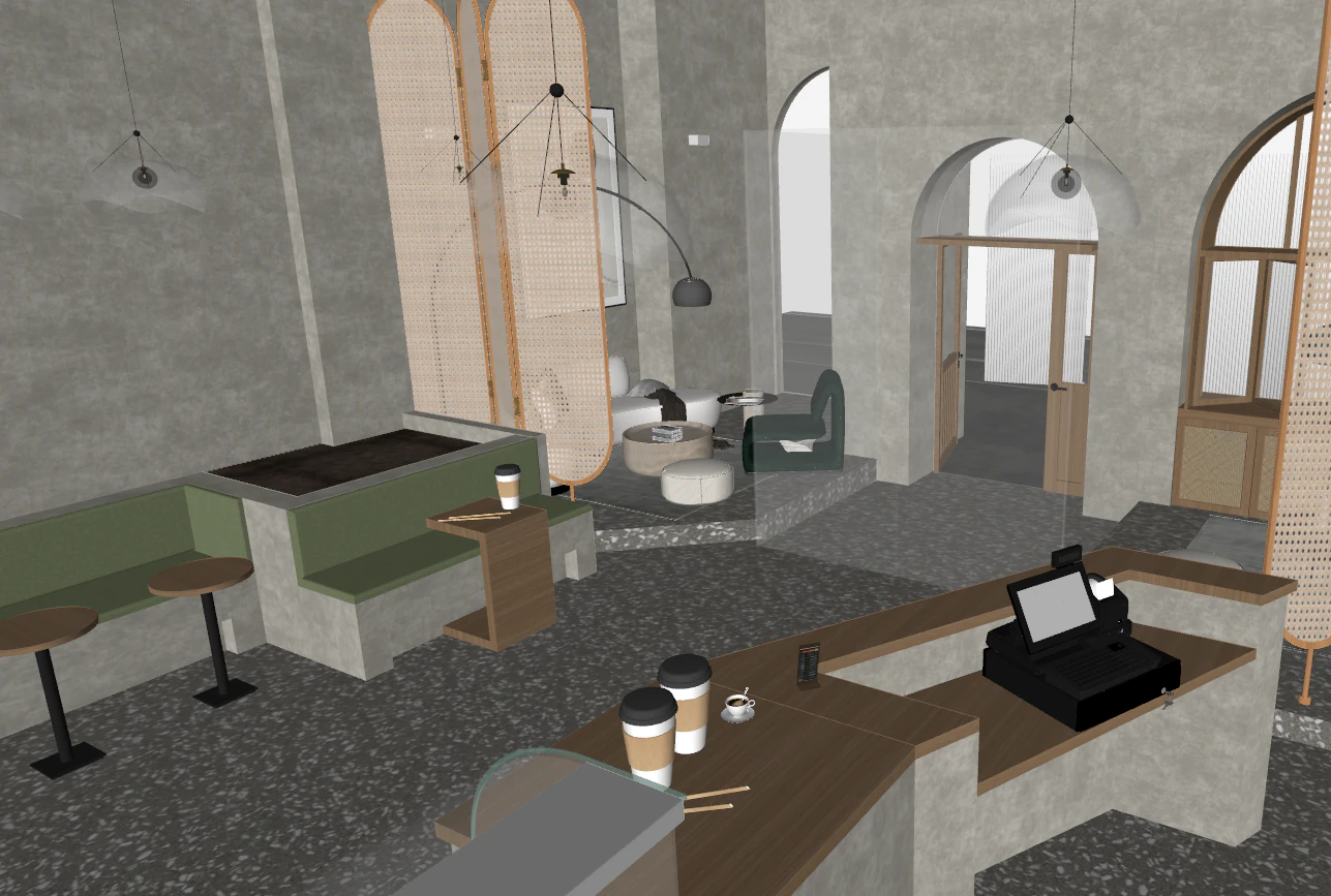 Dining SU Wabi Sabi Coffee Shop ModelMaterial Texture 3D Model .c4d .max .obj .3ds .fbx .stl .blend 