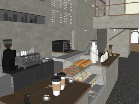 Dining SU Wabi Sabi Coffee Shop ModelMaterial Texture 3D Model