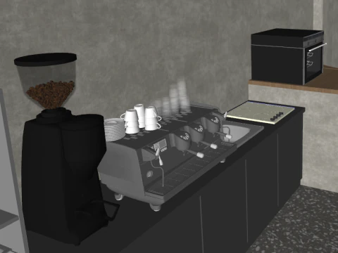 Dining SU Wabi Sabi Coffee Shop ModelMaterial Texture 3D Model