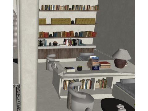 와비사비 밀크티 카페 SU 모델 소재 질감 3D 모델