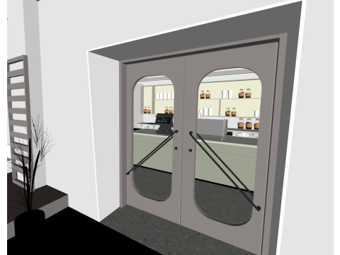 와비사비 밀크티 카페 SU 모델 소재 질감 3D 모델