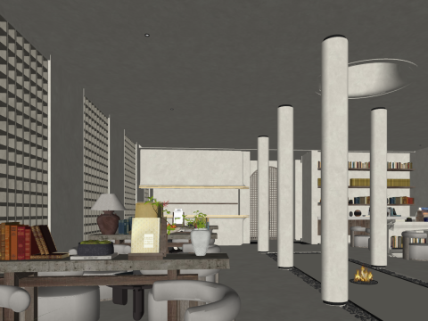 와비사비 밀크티 카페 SU 모델 소재 질감 3D 모델