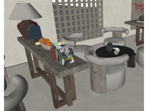 와비사비 밀크티 카페 SU 모델 소재 질감 3D 모델