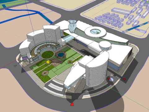 Model Skema Konseptual untuk Hotel Besar Model 3D