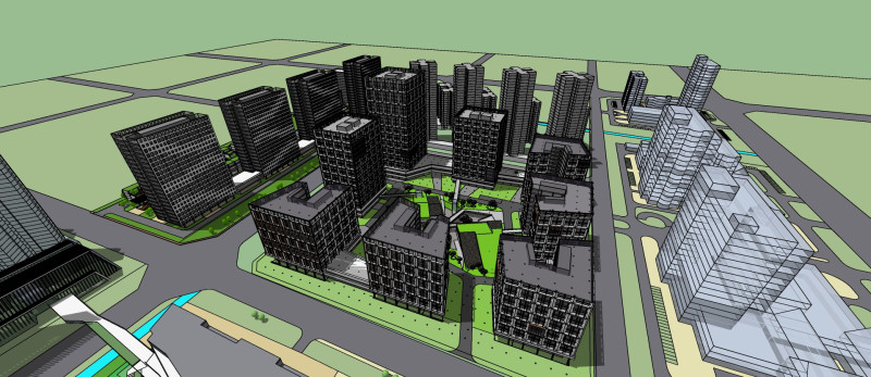 Design of large-scale science technology and cultural industrial park sketchup Model 3D .c4d .max .obj .3ds .fbx .stl .blend 