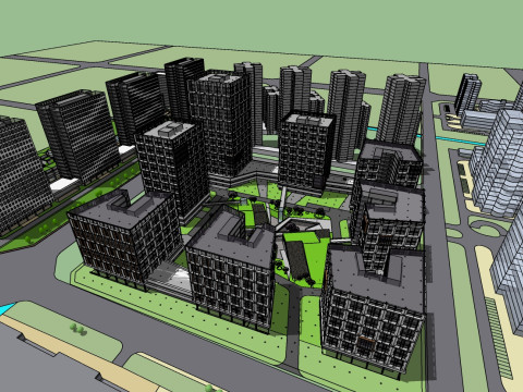 Design of large-scale science technology and cultural industrial park sketchup Model 3D