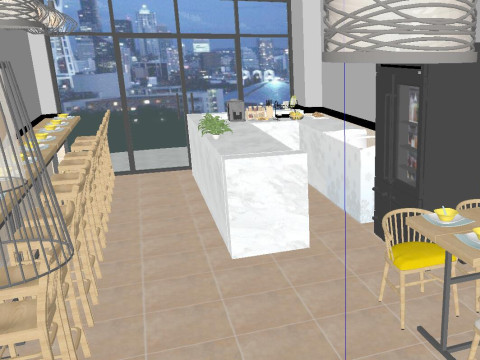 Noodle restaurant space design SU fine interior design 3D मॉडल