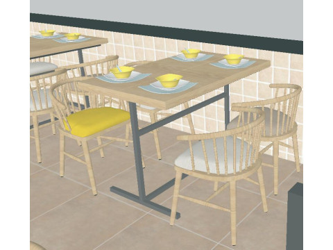 Noodle restaurant space design SU fine interior design Model 3D