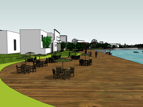 Sketchup model for landscape design of large-scale hydrophilic park Model 3D