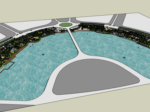 Sketchup model for landscape design of large-scale hydrophilic park 3D Model