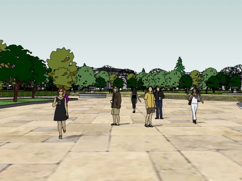 Sketchup model for landscape design of large-scale hydrophilic park 3D Model