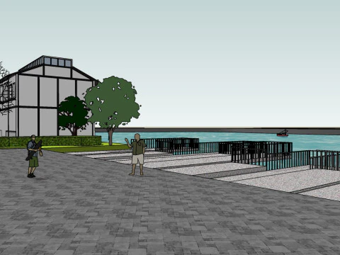 Sketchup model for landscape design of large-scale hydrophilic park 3D Model