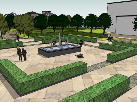 Sketchup model for landscape design of large-scale hydrophilic park Modelo 3D