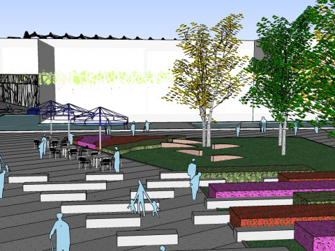 Sketchup model of large-scale square landscape design Modello 3D