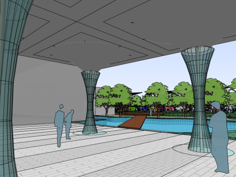 Sketchup model of large-scale square landscape design Modello 3D