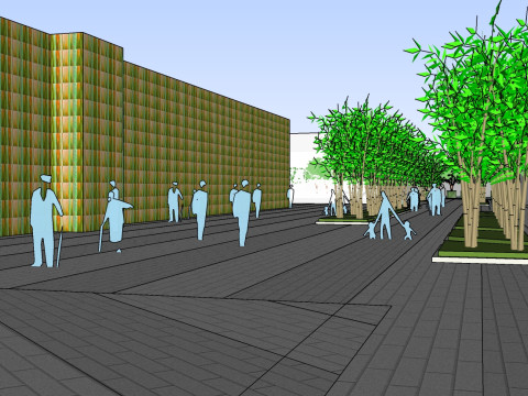 Sketchup model of large-scale square landscape design Modello 3D