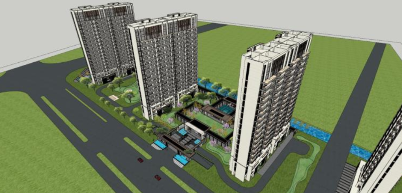 High rise residential landscape Su model Modelo 3D .c4d .max .obj .3ds .fbx .stl .blend 