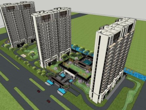 High rise residential landscape Su model 3Dモデル